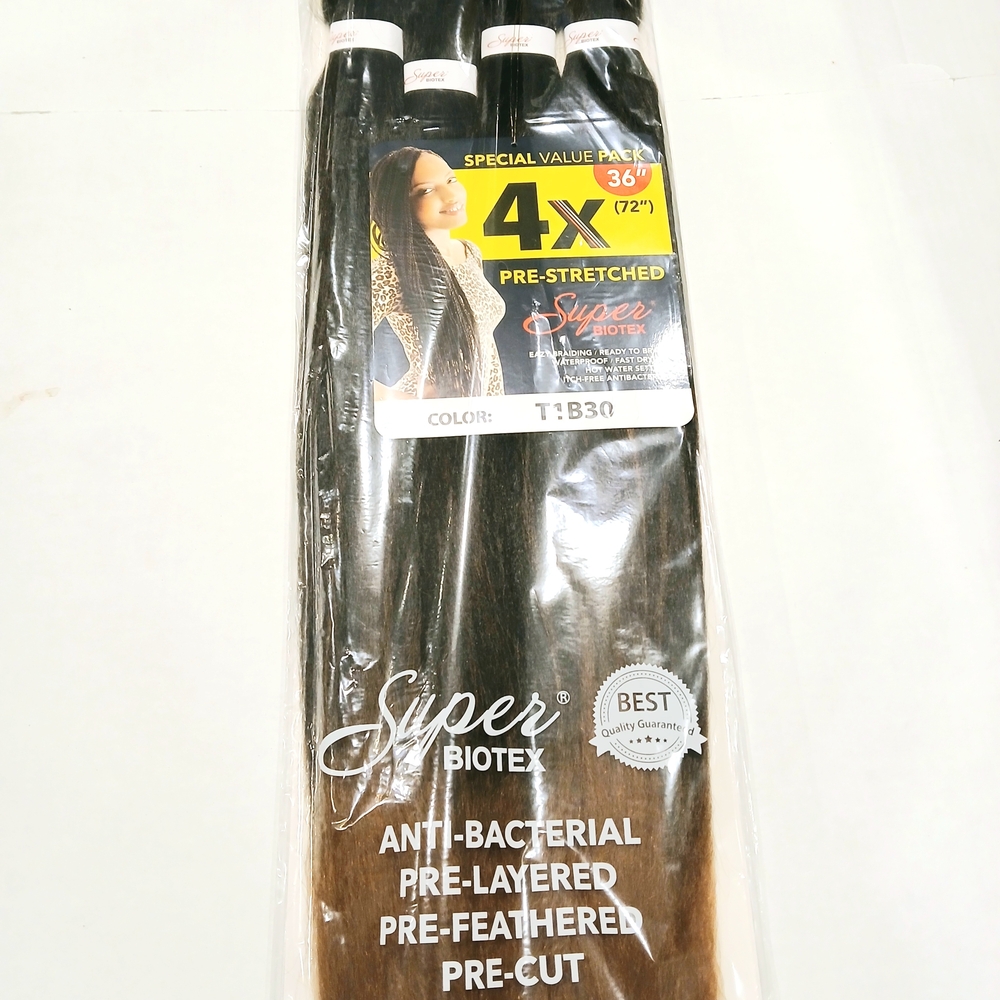 Supreme 4X Pre-Stretched Braiding Hair Extensions - Black and Brown 72"